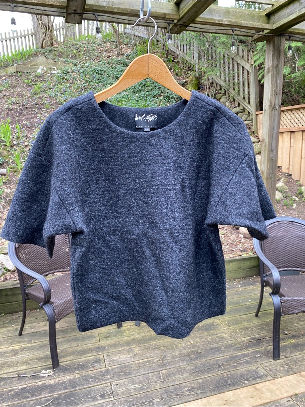 Lord and Taylor Charcoal Gray Boxy Short Sleeve Top